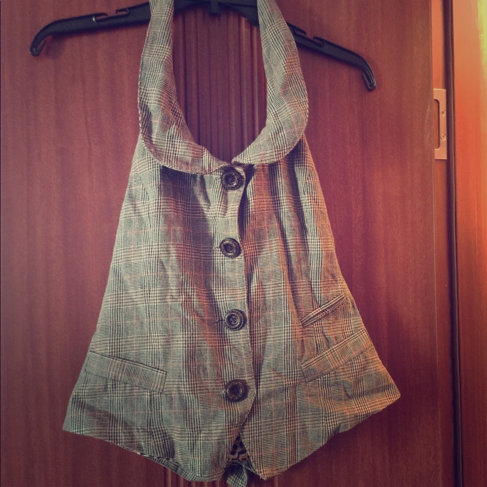 Lucca couture button down halter vest